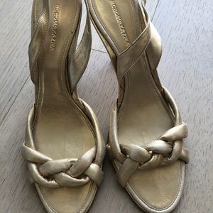 Metallic high heel sandals